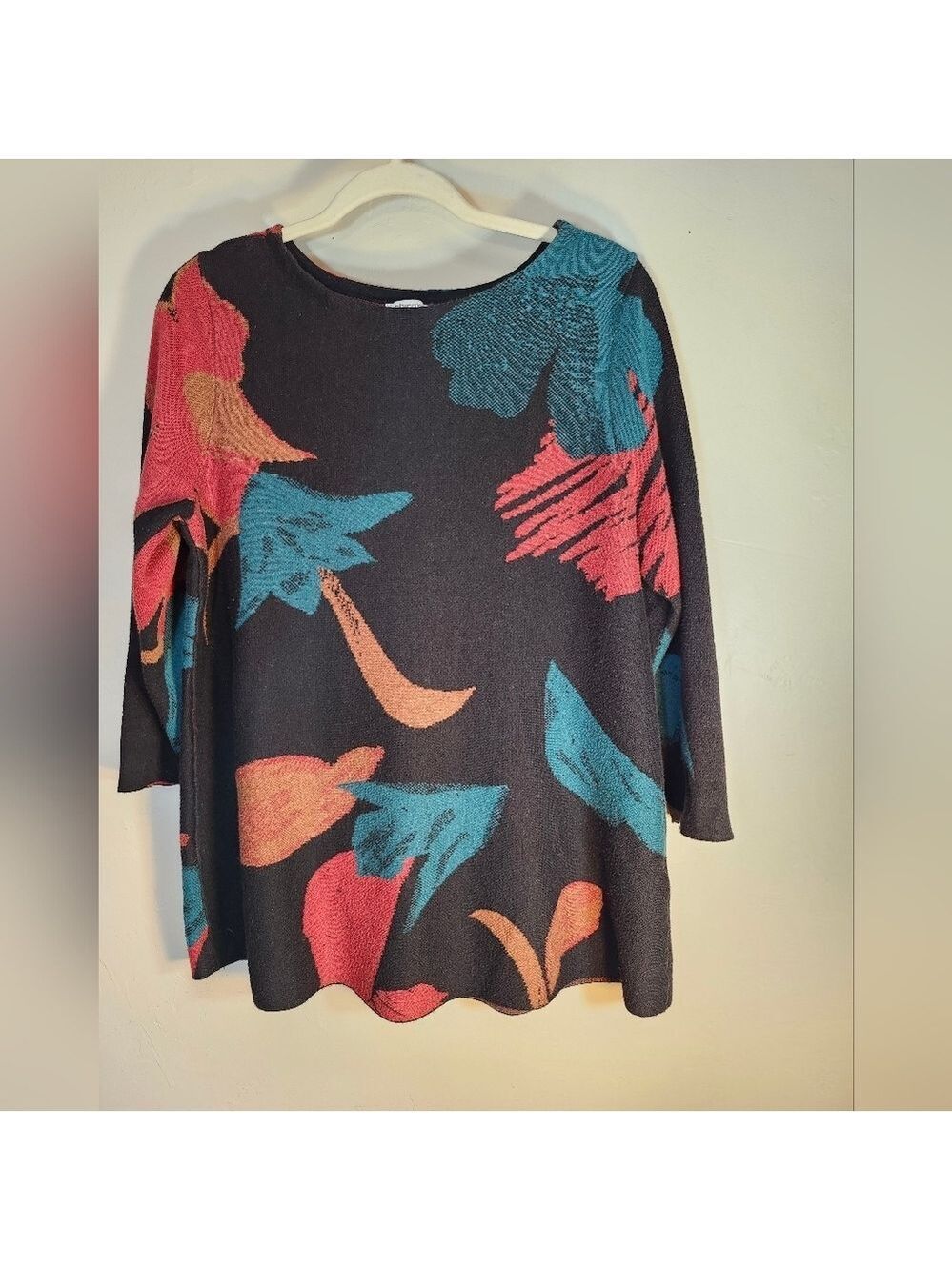 Chico's Floral Abstact Patterned Women's Sweather Sz 2/L